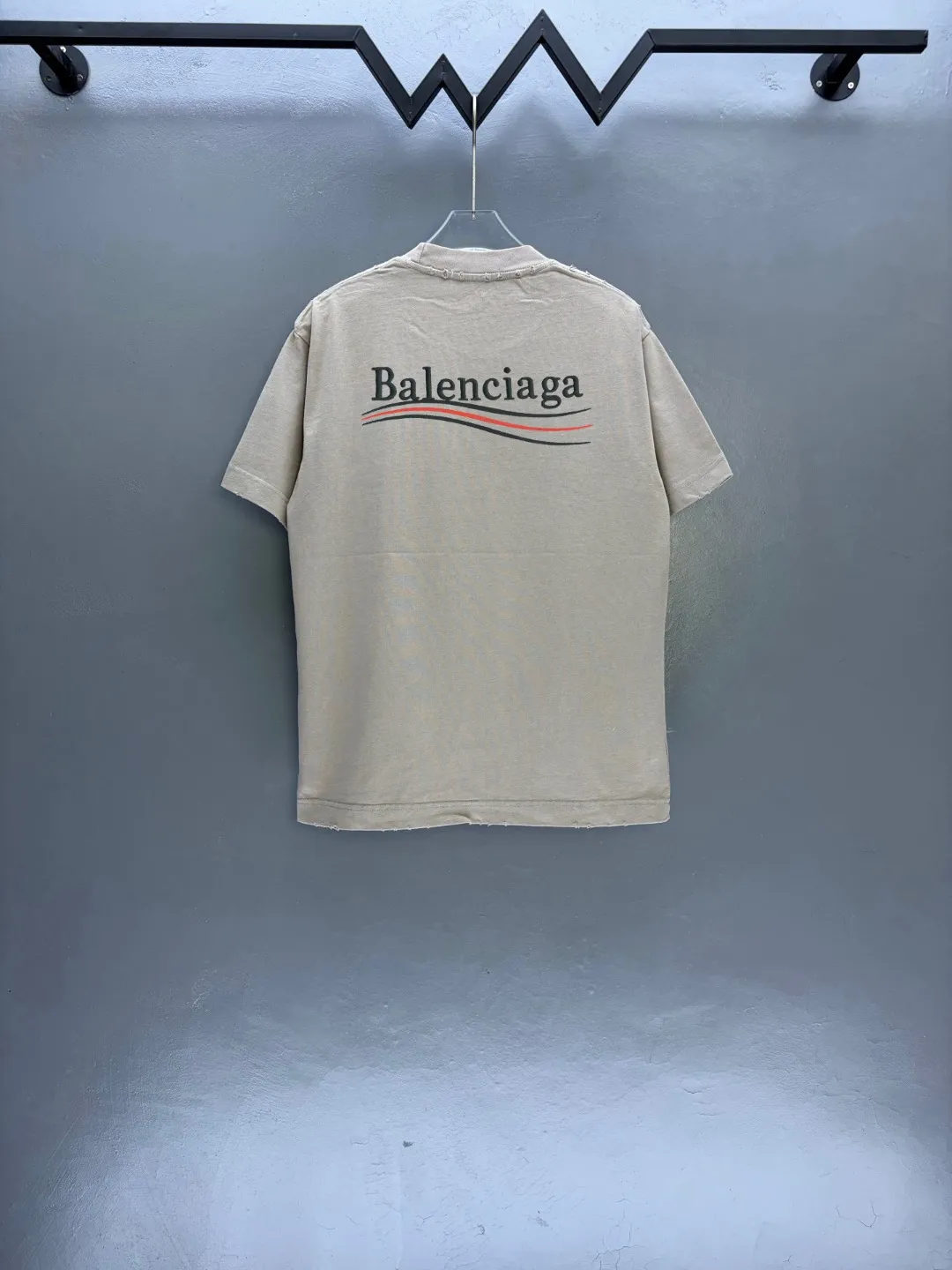 P100✨🔥 [balenciaga] 2026FW short-sleeved T-shirt Premium 26s double yarn 300g fabric, washed and sprayed with old and frayed craftsmanship Color: washed black White rose red gray washed brown washed purple washed gray Size: S M L XL 2XL